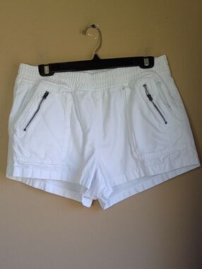 Aerie White Summer Cotton Blend Cargo Shorts Size L